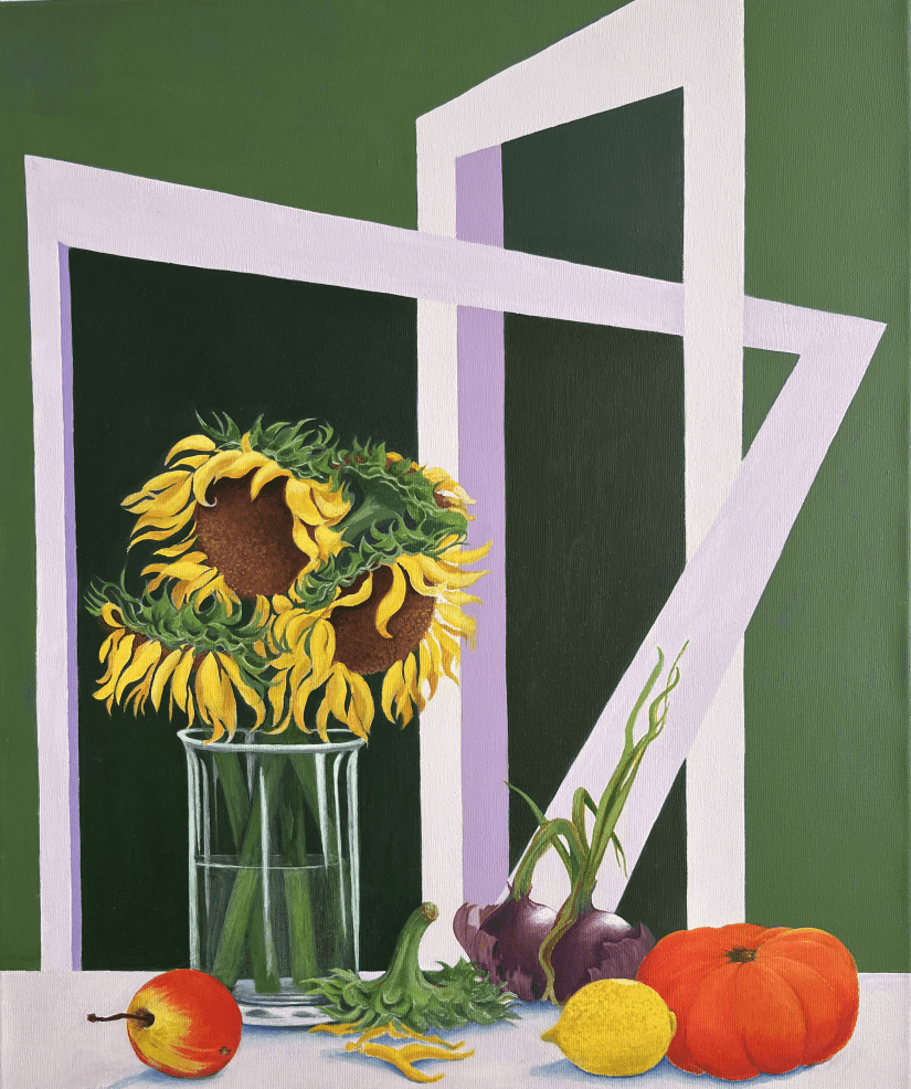 Akryl på lærred 50 x 60, Vindueskarmen.