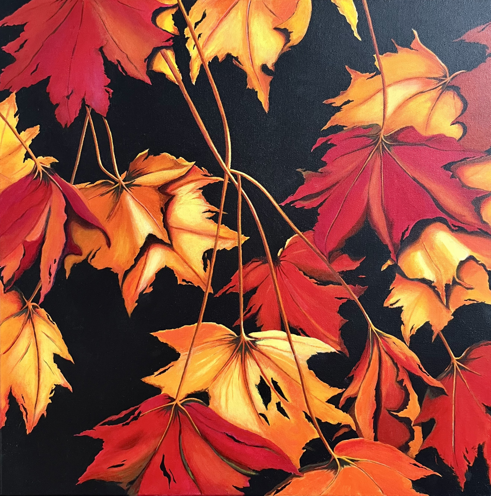 Akryl på lærred 60 x 60, Løvfald.